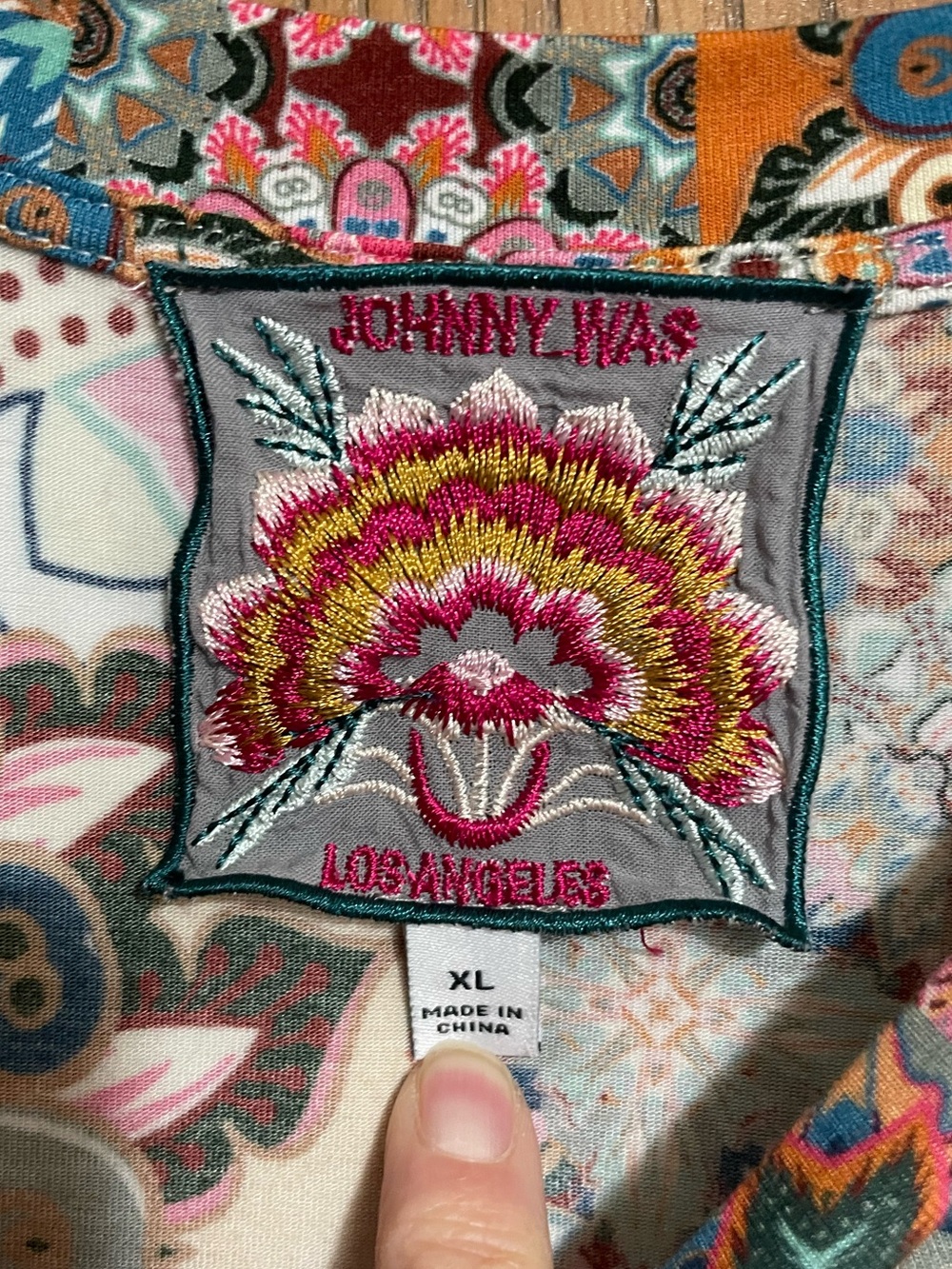 Johnny Was Multicolor Bamboo Floral Patch Tee - Picture 5 of 7